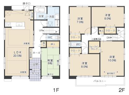 Floor plan. (I Building), Price 33,800,000 yen, 5LDK, Land area 207.88 sq m , Building area 141.03 sq m