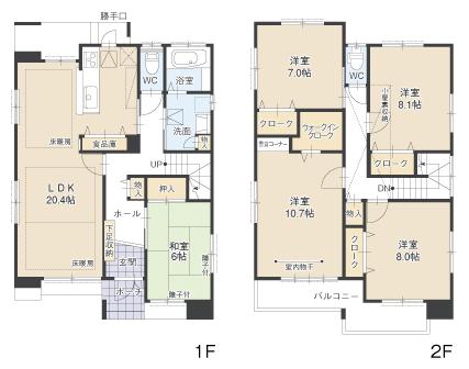 Floor plan. (J Building), Price 34 million yen, 5LDK, Land area 221.74 sq m , Building area 142.1 sq m