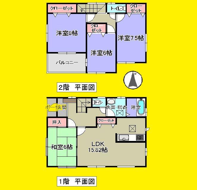 Floor plan. 34,800,000 yen, 4LDK, Land area 137.1 sq m , Building area 105.17 sq m