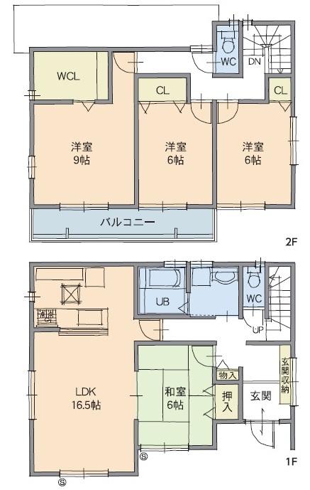 Floor plan. (C House), Price 28.5 million yen, 4LDK, Land area 172.96 sq m , Building area 110.97 sq m