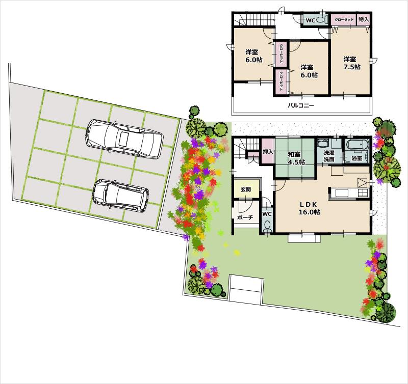 Floor plan. (E), Price 28.6 million yen, 4LDK, Land area 245.57 sq m , Building area 101.03 sq m