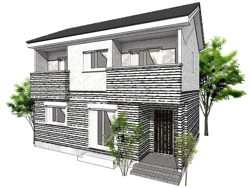 Rendering (appearance). (C Building) is Rendering. LDK16.25 Pledge, Zenshitsuminami direction, All rooms with storage, Two-sided balcony. Flooring, wallpaper, door, Such as appearance, It can be huge select from in the catalog, You only free set is our company's house building can be of
