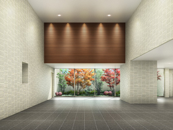 Shared facilities.  [Entrance hall] Fine entrance hall, such as the hotel is, Space full of a feeling of opening of the two-layer blow-by. From the large opening which is arranged in front, You meet friendly look of the season Garden (Rendering)