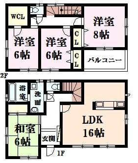 Floor plan. 22,300,000 yen, 4LDK, Land area 194.4 sq m , Building area 105.17 sq m