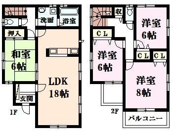 Floor plan. 21 million yen, 4LDK, Land area 259.08 sq m , Building area 106 sq m