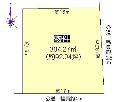 Compartment figure. Land price 16.6 million yen, Land area 304.27 sq m