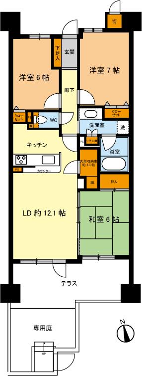Floor plan. 3LDK, Price 18,700,000 yen, Occupied area 76.81 sq m