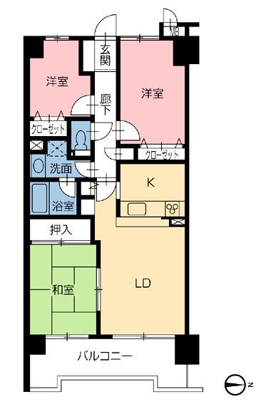 Floor plan. 3LDK, Price 7.98 million yen, Occupied area 63.73 sq m