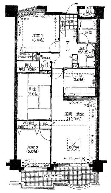 Floor plan. 3LDK, Price 12,380,000 yen, Occupied area 73.63 sq m , Balcony area 9.67 sq m