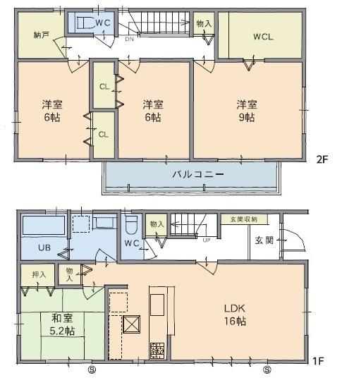 Floor plan. (A House), Price 34,800,000 yen, 4LDK+S, Land area 168.6 sq m , Building area 112.63 sq m