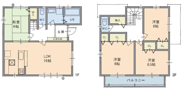 Floor plan. (B House), Price 30,800,000 yen, 4LDK, Land area 172.27 sq m , Building area 104.35 sq m