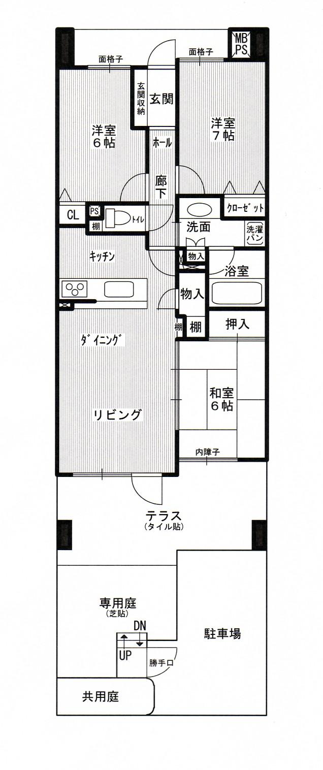 Floor plan. 3LDK, Price 18,700,000 yen, Is the exclusive area of ​​76.81 sq m built shallow Property. It is very beautiful.