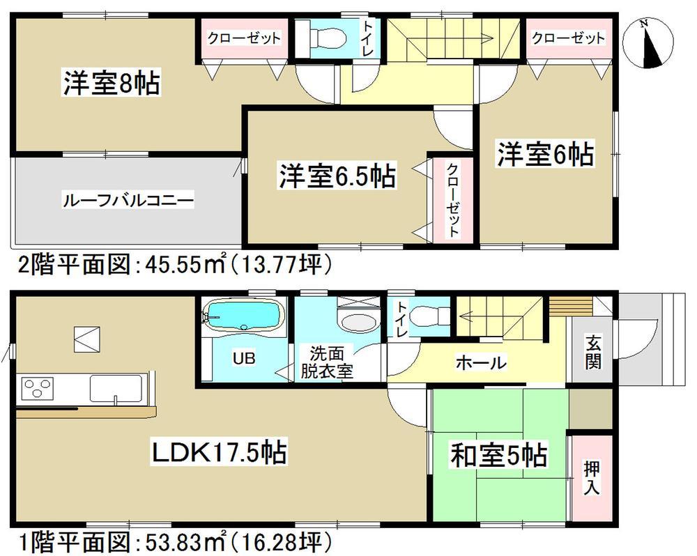Floor plan. 10 Building Zenshitsuminami direction! Popular face-to-face kitchen! 