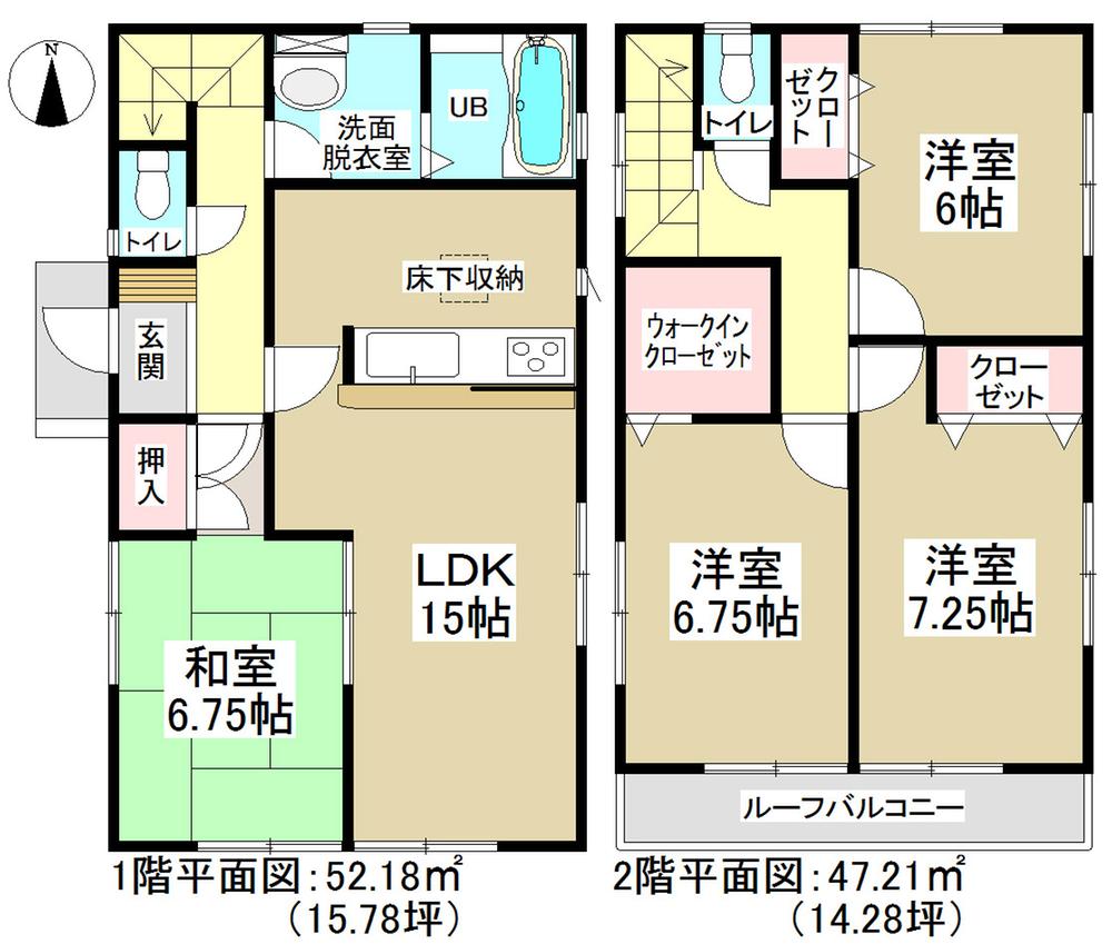 Floor plan. (6 Building), Price 21.9 million yen, 4LDK, Land area 124.59 sq m , Building area 99.39 sq m