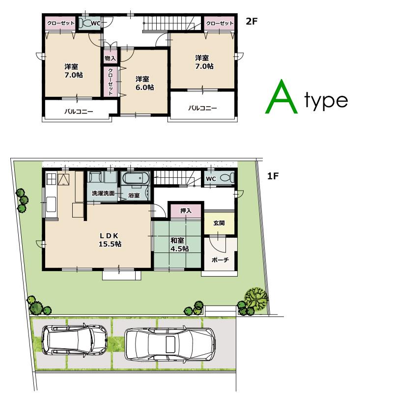 Floor plan. (A Building), Price 26,800,000 yen, 4LDK, Land area 148.09 sq m , Building area 102.27 sq m