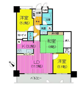 Floor plan. 3LDK, Price 10.8 million yen, Occupied area 70.17 sq m , Balcony area 12.9 sq m
