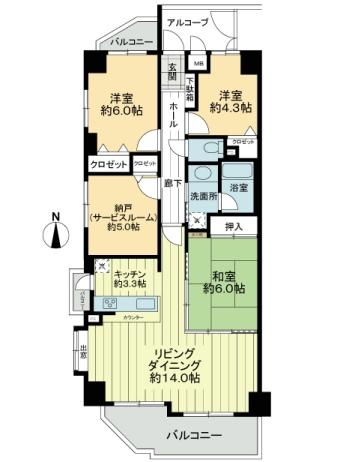 Floor plan. 3LDK + S (storeroom), Price 12.8 million yen, Occupied area 81.89 sq m , Balcony area 11.41 sq m southwest angle room 3LDK + S 81.89 sq m !