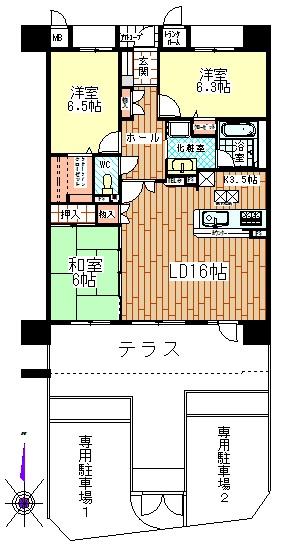 Floor plan. 3LDK, Price 16,900,000 yen, Occupied area 84.03 sq m 84.03 sq m (25.41 square meters) comfortably 3LDK
