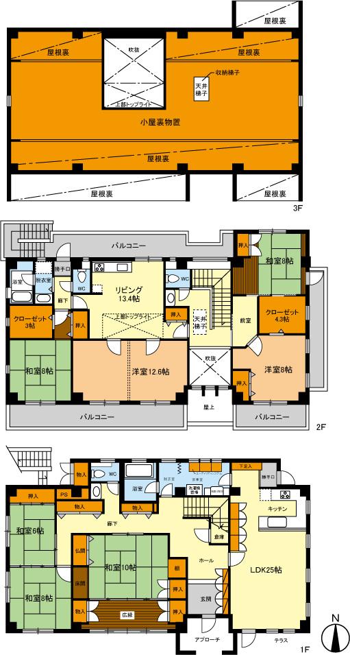 Floor plan. 100 million 15.8 million yen, 7LDK + S (storeroom), Land area 399.17 sq m , Building area 362.63 sq m