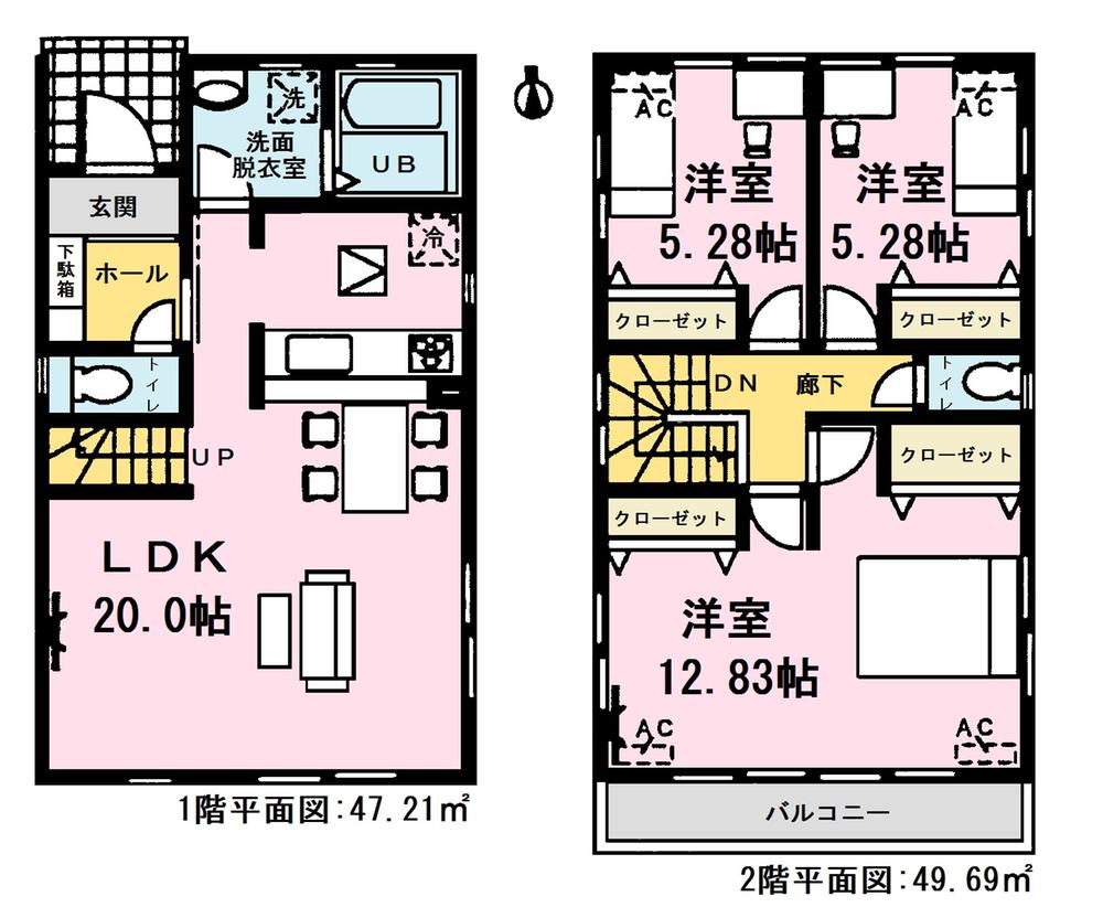 Floor plan. (3 Building), Price 26.5 million yen, 3LDK, Land area 155.48 sq m , Building area 96.9 sq m
