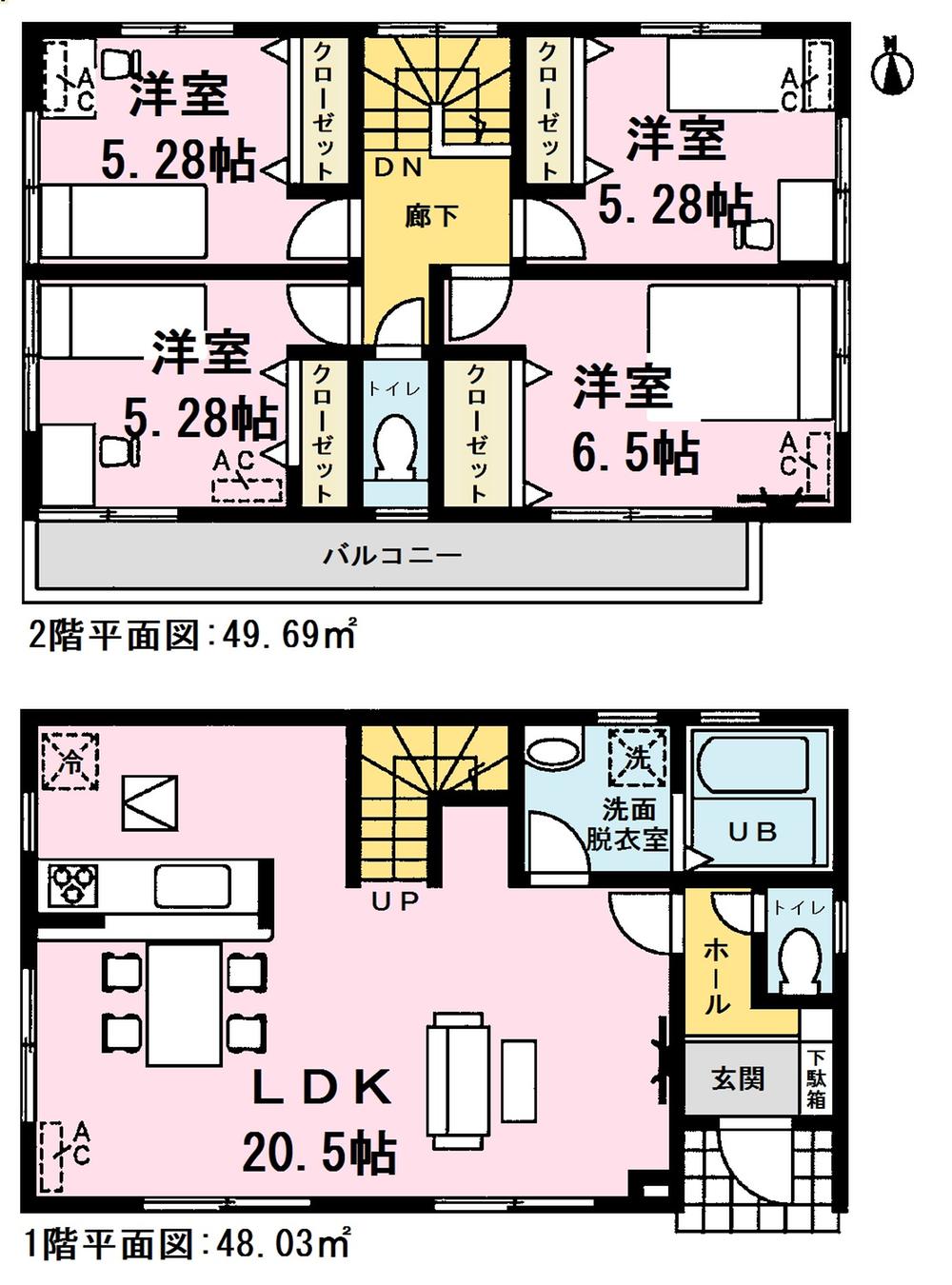 Floor plan. (5 Building), Price 27.3 million yen, 4LDK, Land area 149.06 sq m , Building area 97.72 sq m