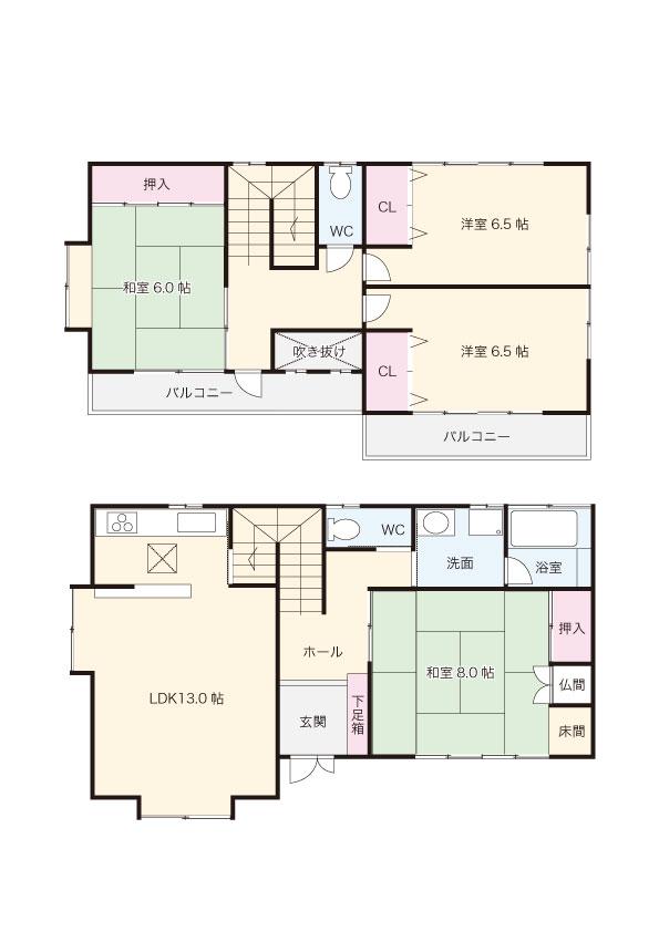 Floor plan. 25,800,000 yen, 4LDK, Land area 155.37 sq m , Building area 106.53 sq m