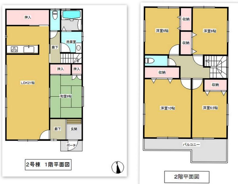 Floor plan. (Building 2), Price 31,900,000 yen, 5LDK, Land area 195.97 sq m , Building area 133.32 sq m