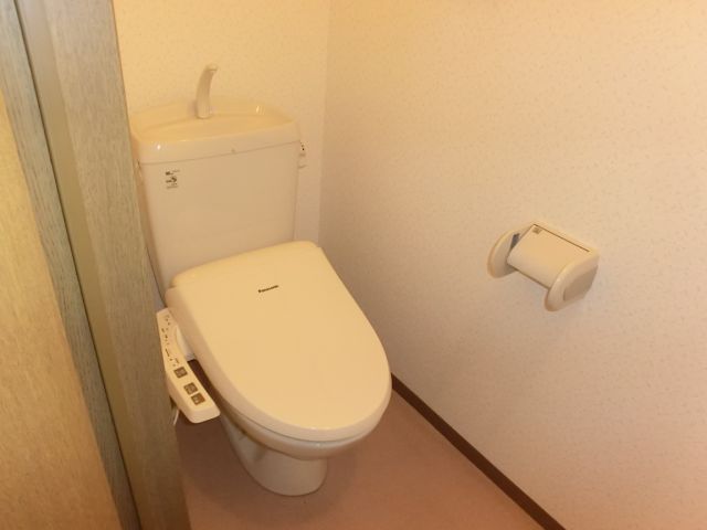 Toilet. It is equipped with a certain and glad shower toilet