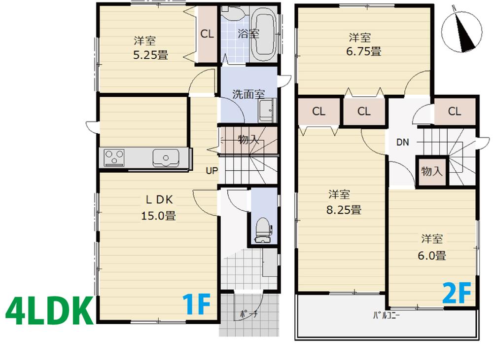 Floor plan. (1 Building), Price 19,800,000 yen, 4LDK, Land area 126.96 sq m , Building area 94.83 sq m