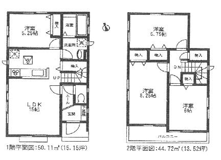 Floor plan. (1 Building), Price 19,800,000 yen, 4LDK, Land area 126.96 sq m , Building area 94.83 sq m