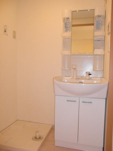 Washroom. Vanity &-room washing machine storage