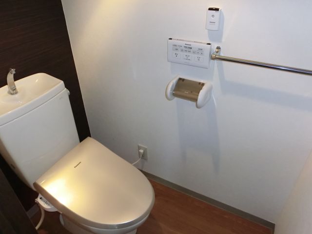 Toilet. Also it is equipped with toilet with shower