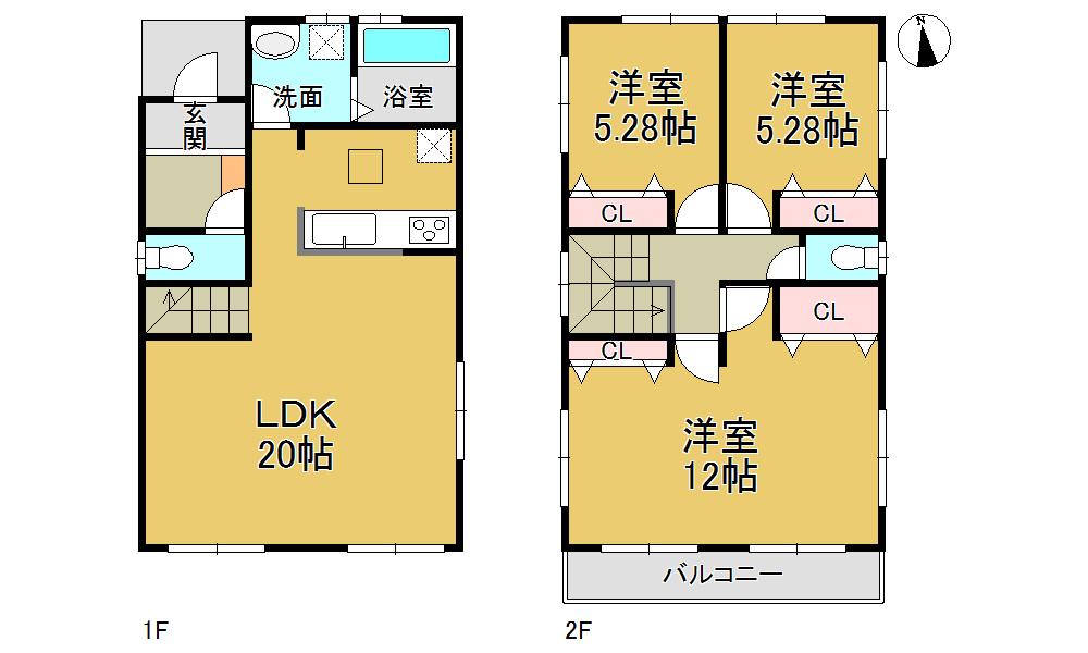 Floor plan. (3 Building), Price 26.5 million yen, 3LDK, Land area 155.48 sq m , Building area 96.9 sq m
