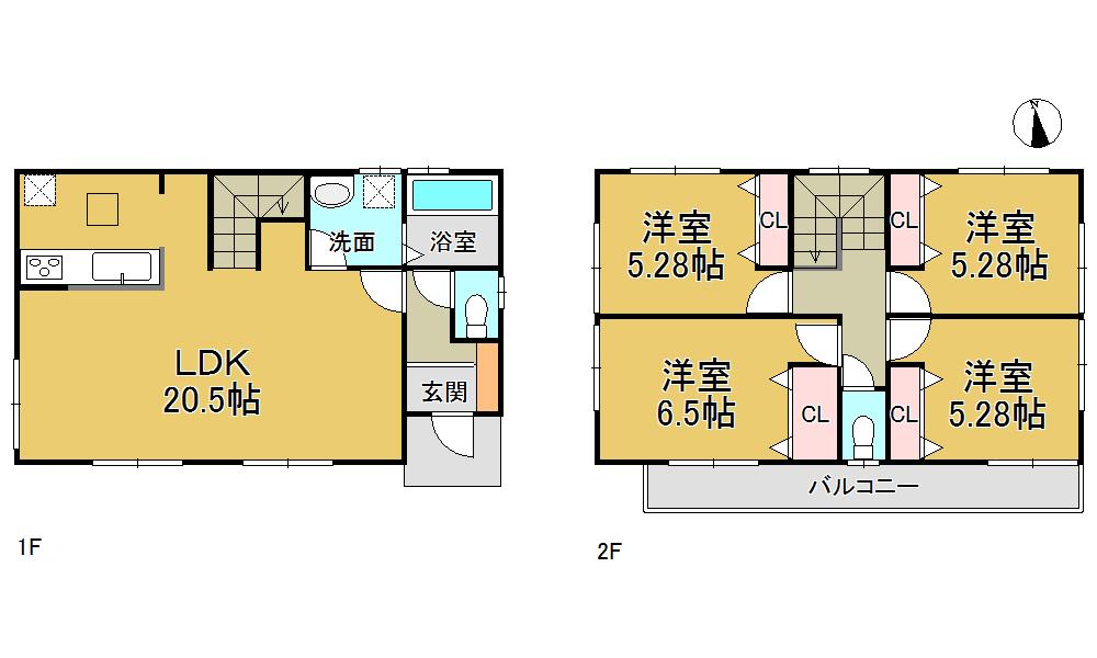 Floor plan. (5 Building), Price 27.3 million yen, 4LDK, Land area 149.06 sq m , Building area 97.72 sq m