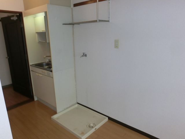 Other room space. It is indoor washing machine storage provided with a storage space at the top