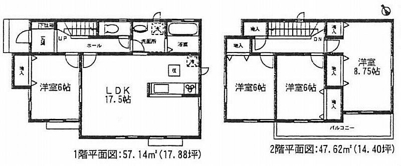 Floor plan. 21,800,000 yen, 4LDK, Land area 146.36 sq m , Building area 104.76 sq m