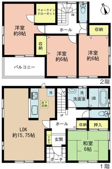Floor plan. (4 Building), Price 20.8 million yen, 4LDK, Land area 178.21 sq m , Building area 103.51 sq m