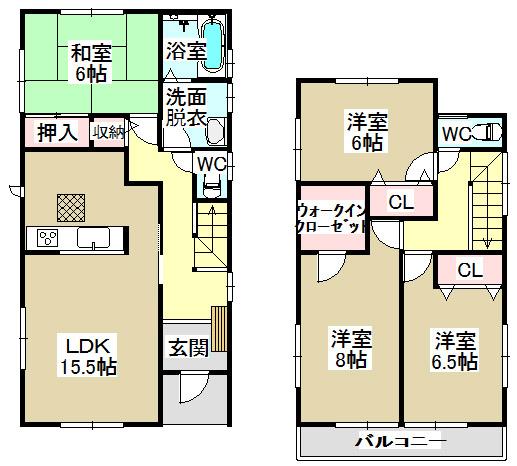 Floor plan. (1 Building), Price 22,800,000 yen, 4LDK, Land area 195.95 sq m , Building area 105.17 sq m
