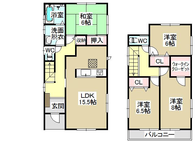 Floor plan. (3 Building), Price 22,800,000 yen, 4LDK, Land area 195.41 sq m , Building area 105.17 sq m
