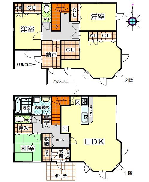 Floor plan. 27,990,000 yen, 4LDK + S (storeroom), Land area 227.64 sq m , Building area 129.61 sq m floor plan is surprisingly simple and easy to use
