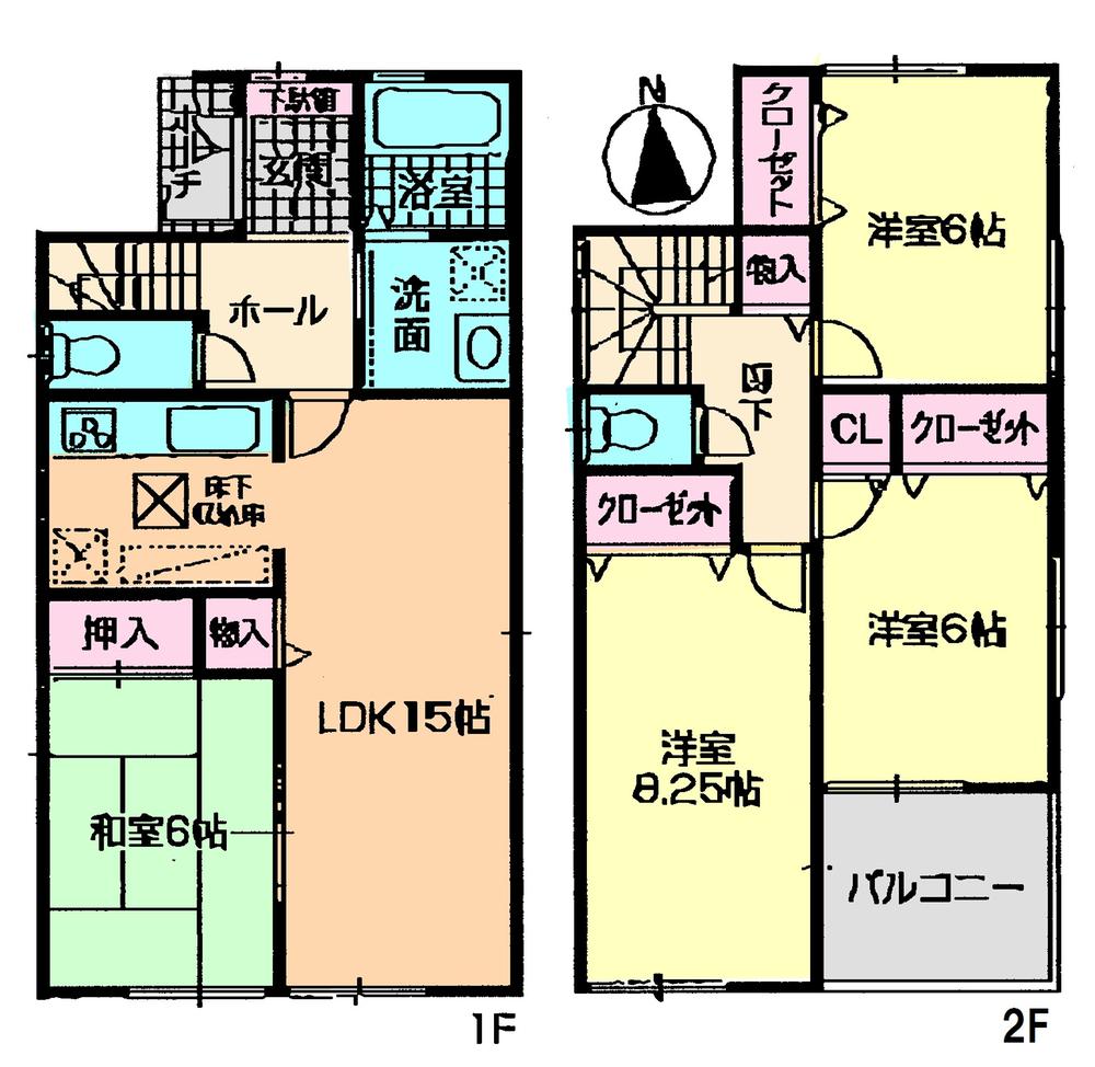 Floor plan. (Building 2), Price 30,800,000 yen, 4LDK, Land area 152.72 sq m , Building area 98.42 sq m