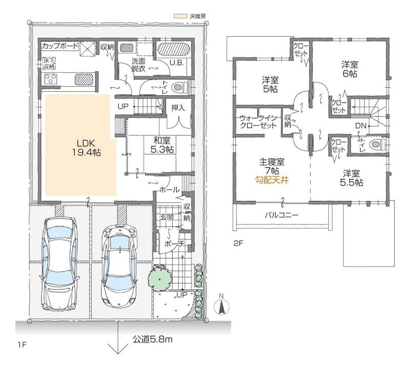 Floor plan. (A Building), Price 36,800,000 yen, 5LDK+S, Land area 119.34 sq m , Building area 112.63 sq m