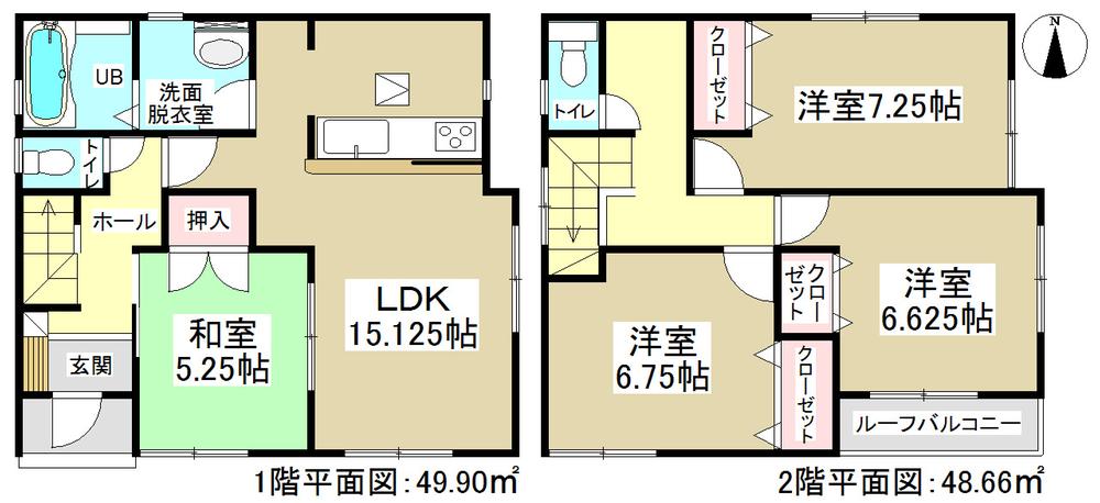Floor plan. (Building 2), Price 26,800,000 yen, 4LDK, Land area 126.08 sq m , Building area 98.56 sq m