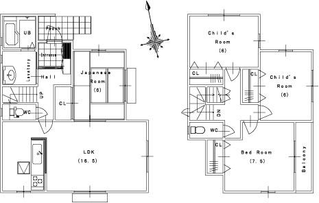 Other building plan example. Building plan example (No. 6 locations) Building price 17.2 million yen, Building area 101.04 sq m