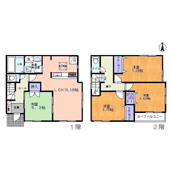 Floor plan. 26,800,000 yen, 4LDK, Land area 126.08 sq m , Building area 98.56 sq m