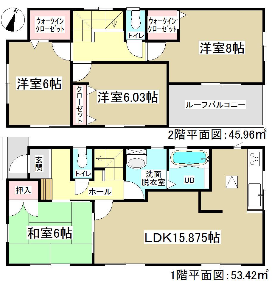 Floor plan. (Building 2), Price 24,800,000 yen, 4LDK, Land area 119.42 sq m , Building area 99.38 sq m