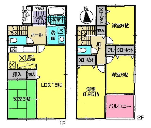 Floor plan. 30,800,000 yen, 4LDK, Land area 152.72 sq m , Building area 98.42 sq m floor plan