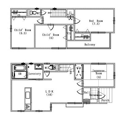 Other building plan example. Building plan example (No. 2 place) building price 18,700,000 yen, Building area 101.04 sq m