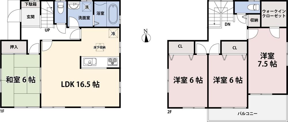 Floor plan. (1 Building), Price 25,800,000 yen, 4LDK, Land area 192.76 sq m , Building area 105.59 sq m