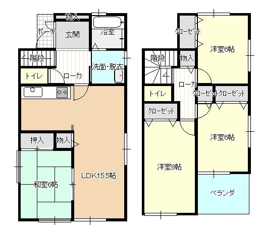 Floor plan. 28.8 million yen, 4LDK, Land area 152.72 sq m , Building area 98.42 sq m